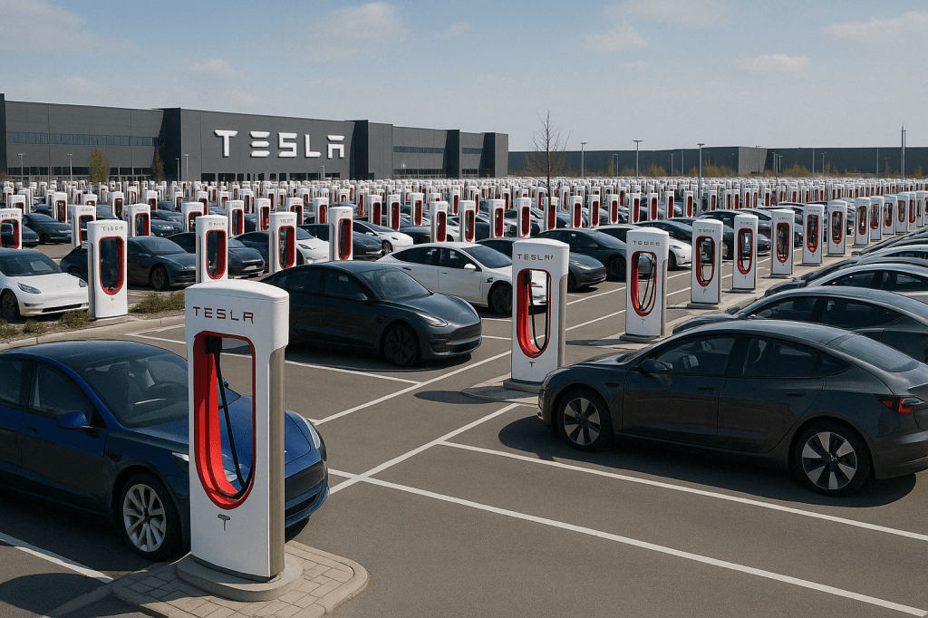 À Berlin, Tesla inaugure la plus grande station de recharge gratuite au monde