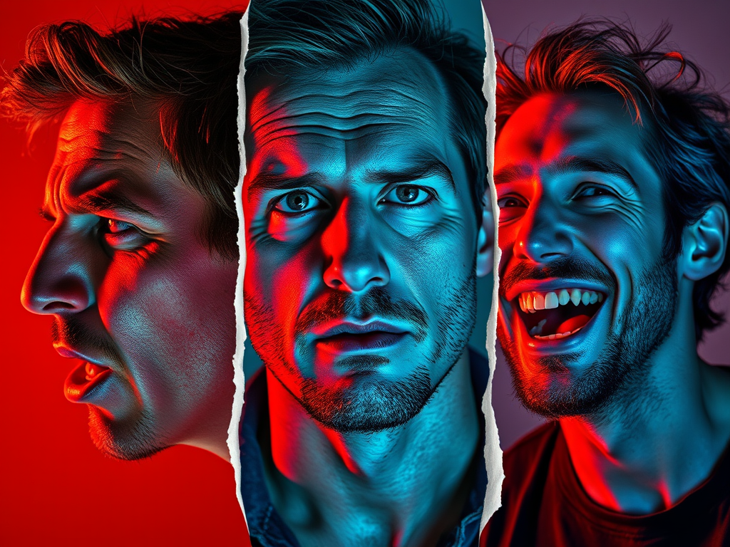 🎭 Trois émotions, une seule image : le pouvoir d’un portrait&nbsp;divisé